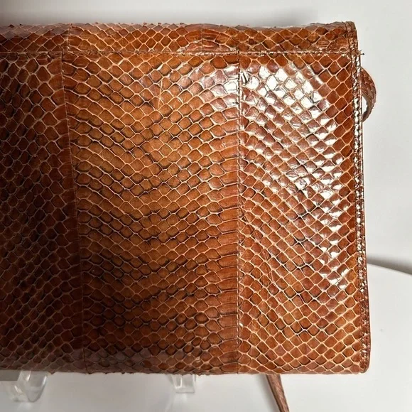 SNAKE SKIN PELLETTERIE ITALY C3 very rare real leather Crossbody clutch Vintage